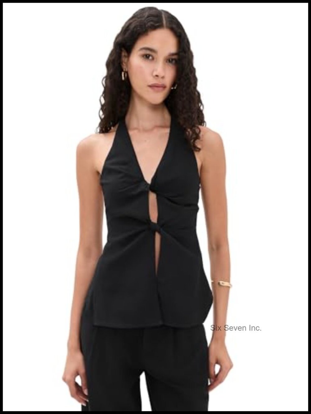 Linen Halter Tank Top Open Back Sleeveless Casual Summer Top
